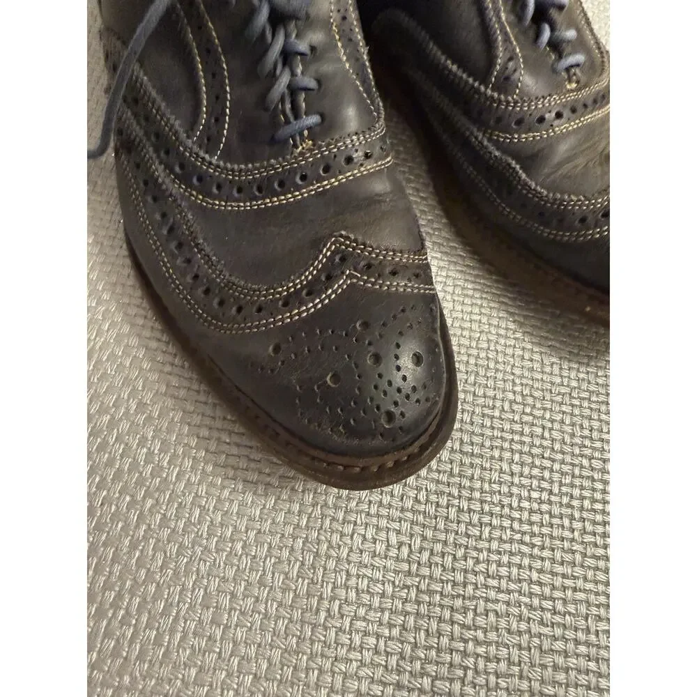 Allen Edmonds Neumok Wingtip Oxford Shoes Blue/Navy Nubuck Leather Mens US 7